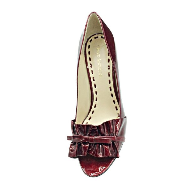 Enzo Angiolini Red Peep Toe Pump w/Ruffle 8M - Picture 2 of 5